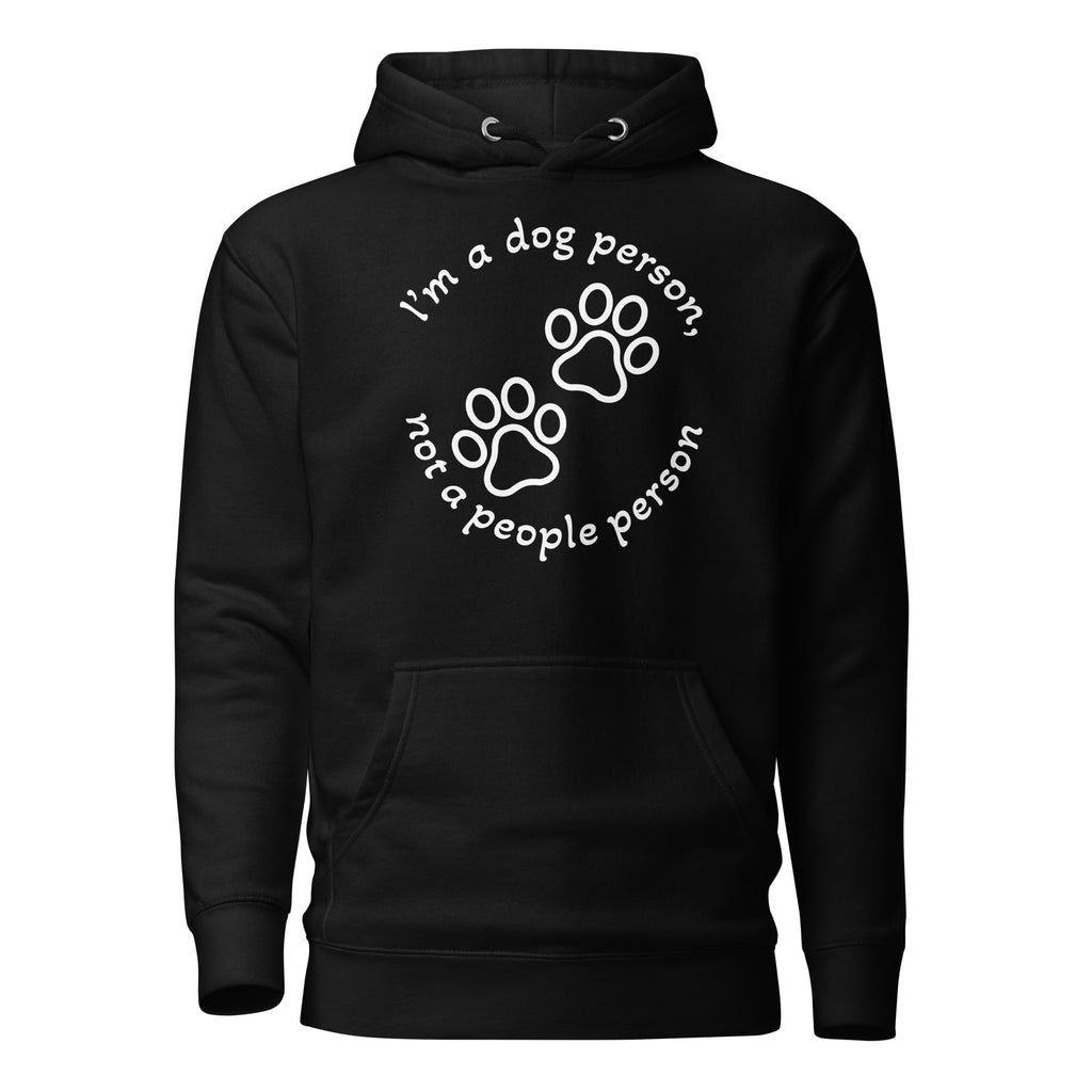 "Dog Person" black hoodie with white print