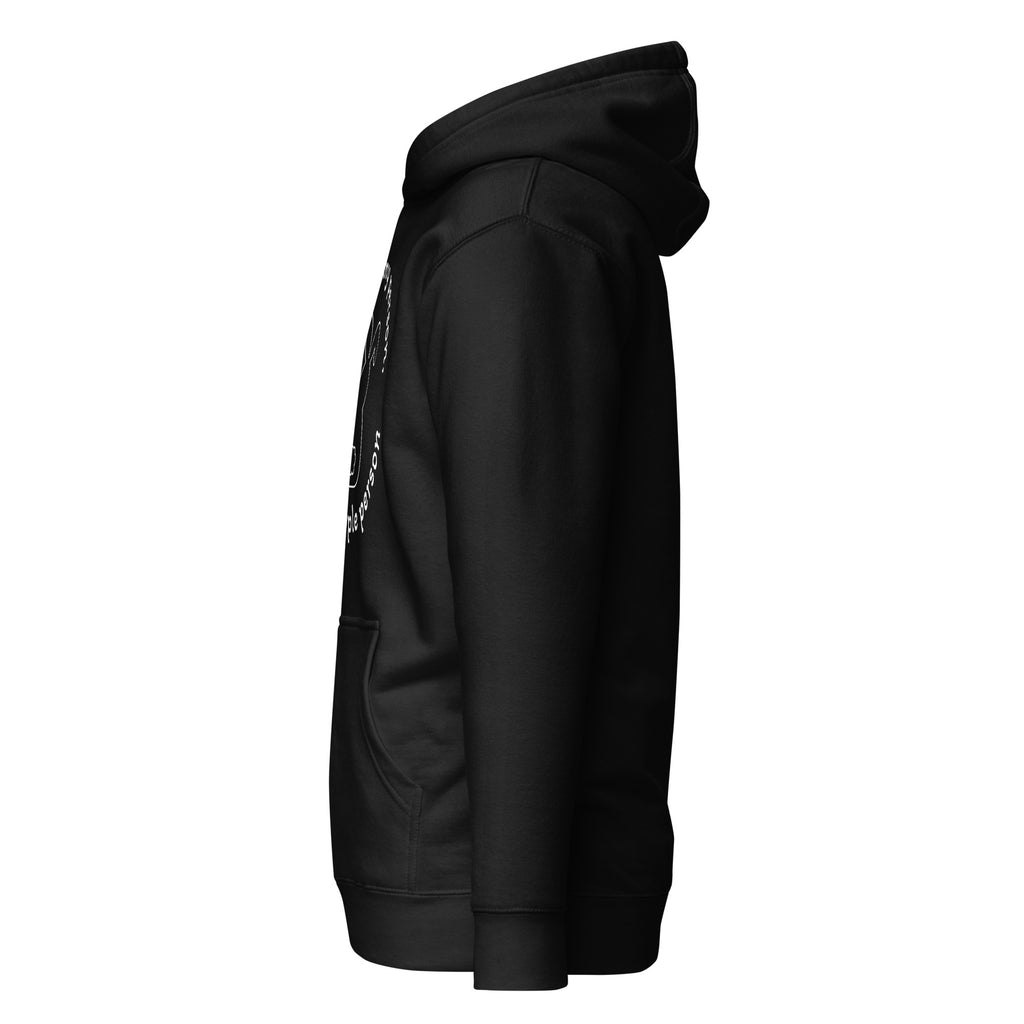 "Bunny Person" musta unisex-huppari valkoisella painatuksella