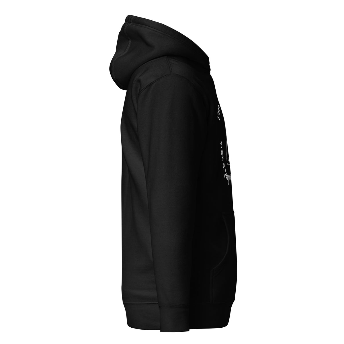 "Bunny Person" musta unisex-huppari valkoisella painatuksella