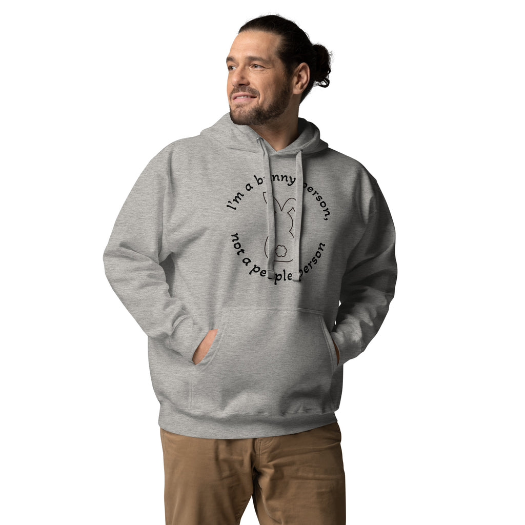 "Bunny Person" grey unisex hoodie with black print