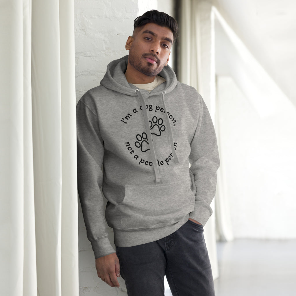 "Dog Person" grey hoodie with black print