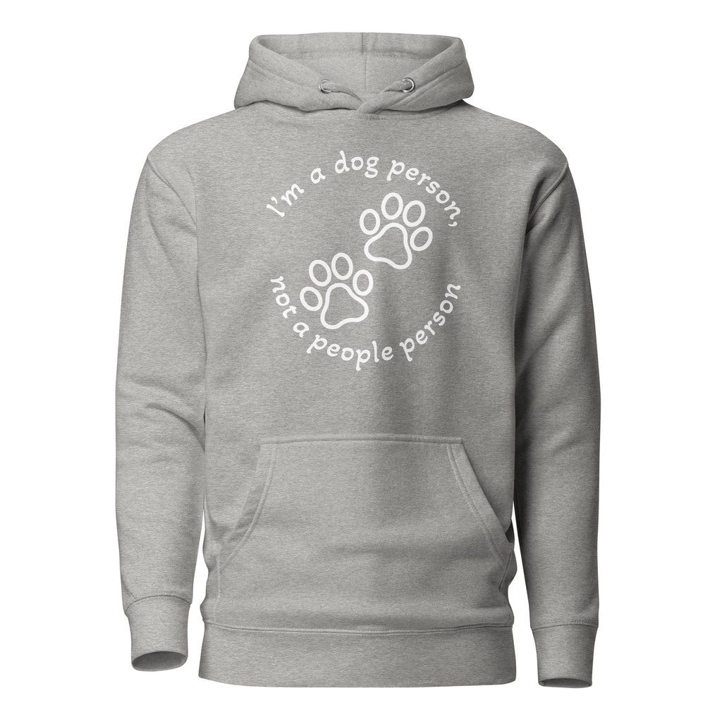 "Dog Person" grey hoodie with white print