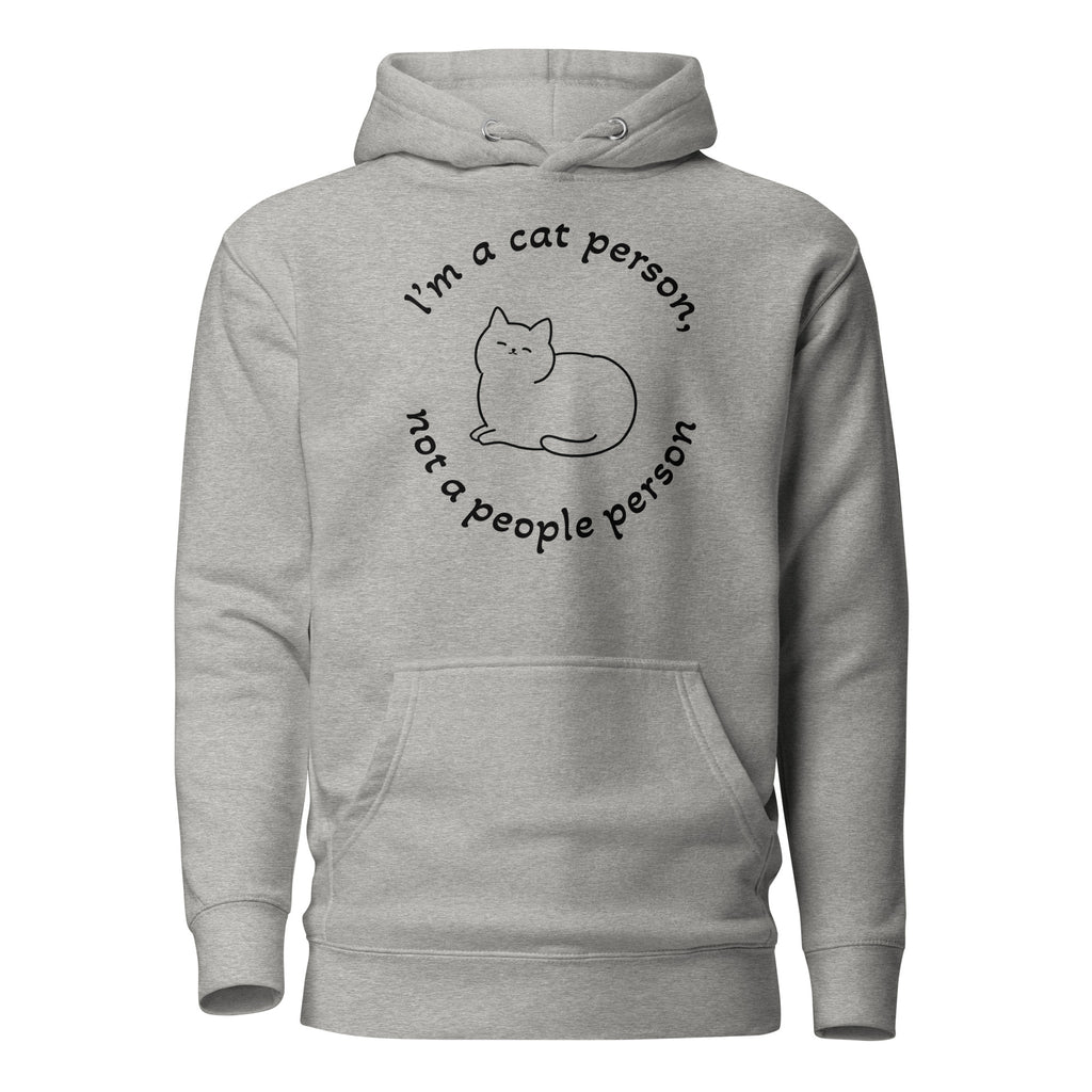 "Cat person" harmaa unisex-huppari mustalla painatuksella