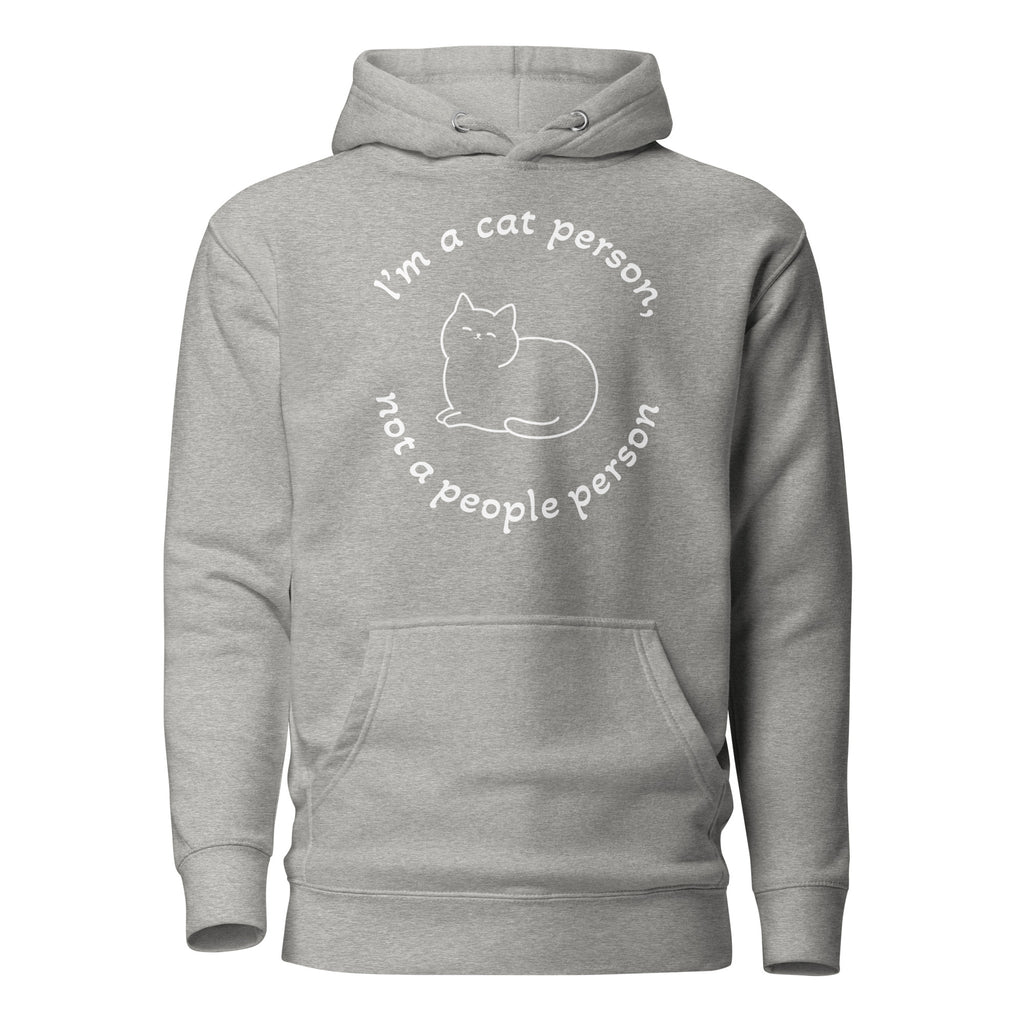 "Cat Person" harmaa unisex-huppari valkoisella painatuksella