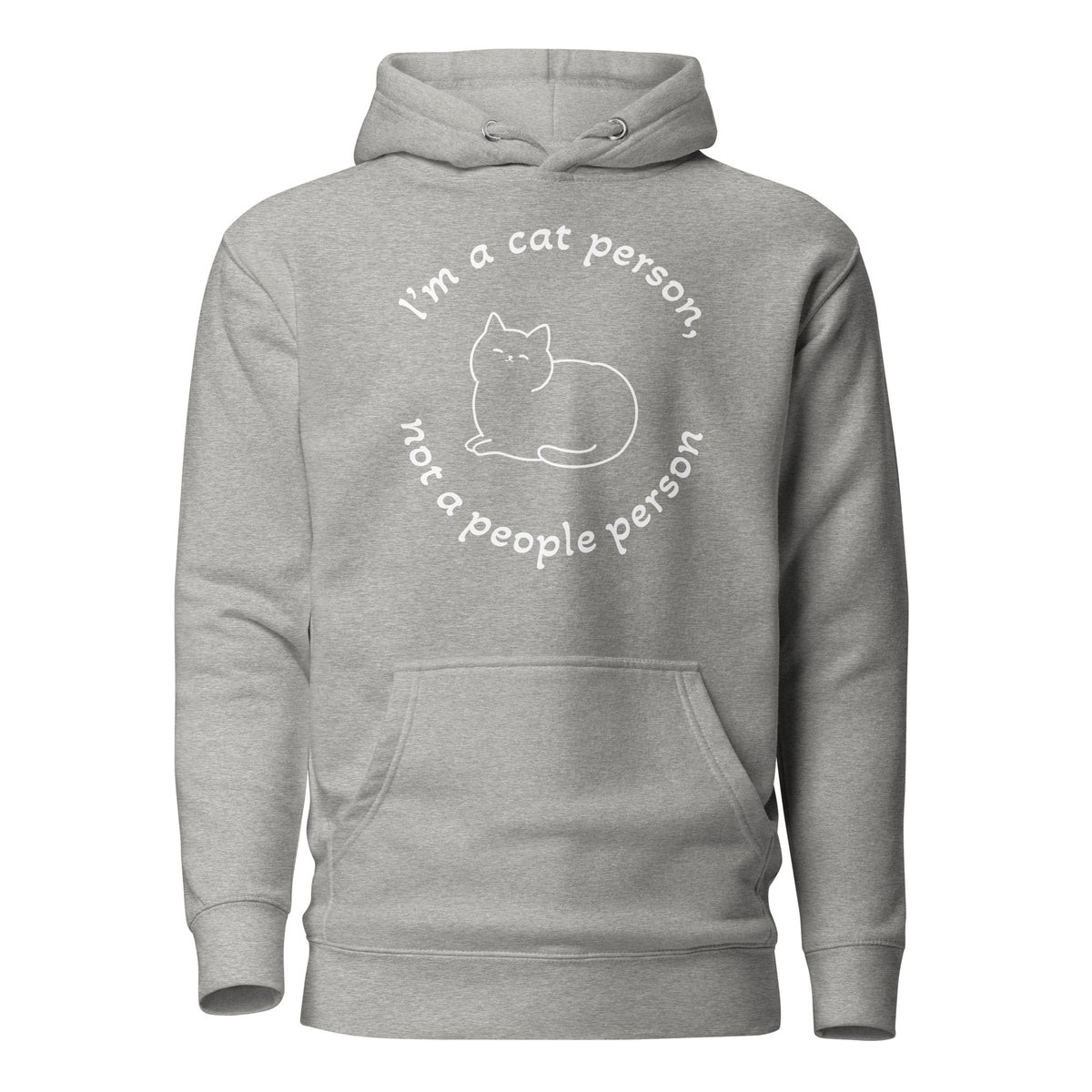 "Cat Person" grey unisex hoodie with a white print