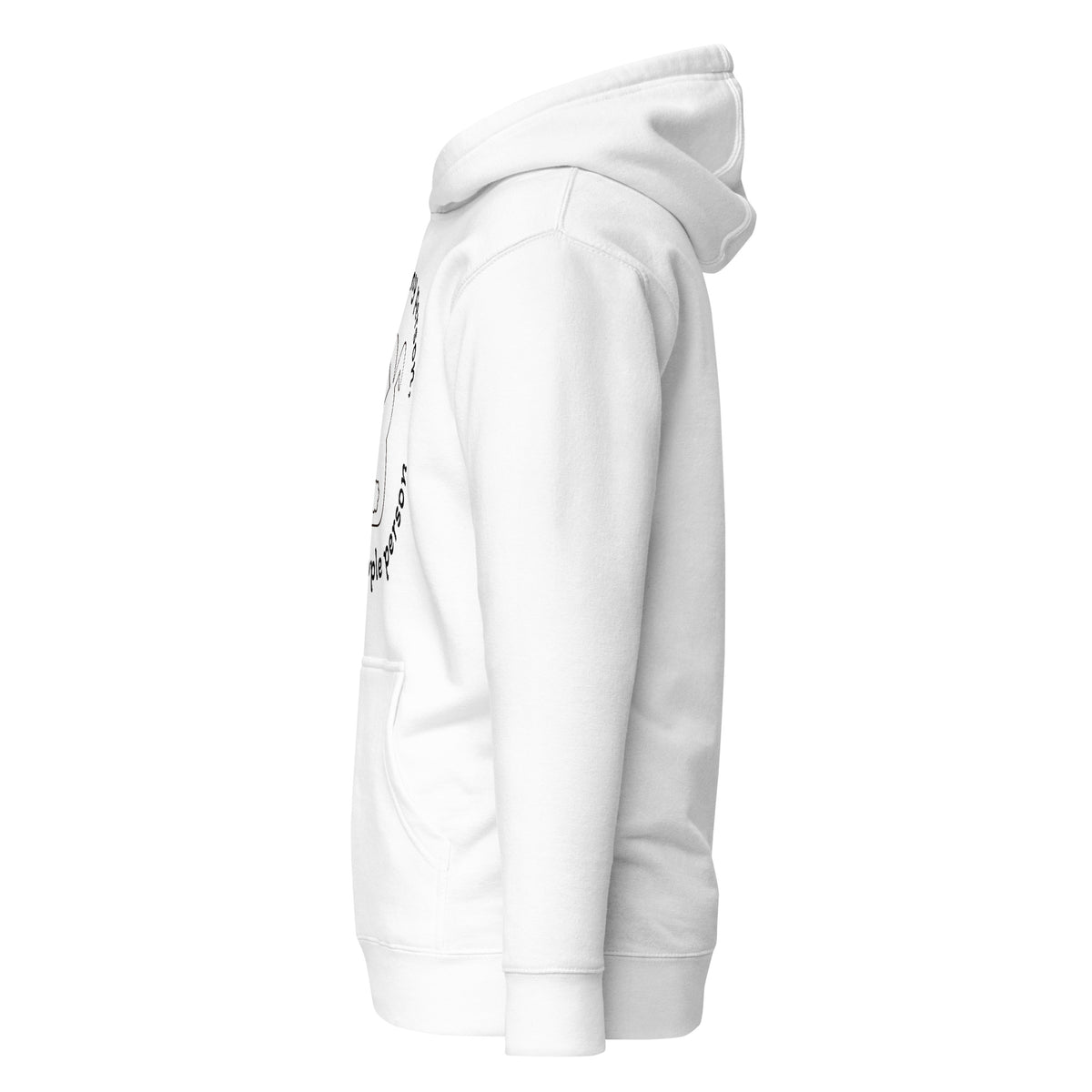 "Bunny Person" white hoodie with black print
