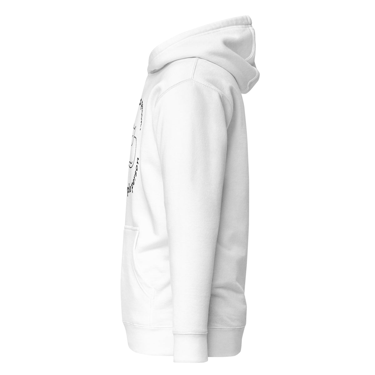 "Cat person" valkoinen unisex-huppari mustalla painatuksella