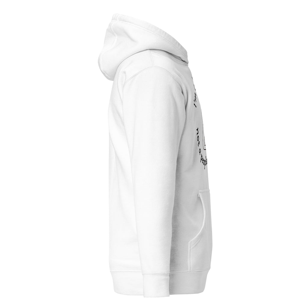 "Bunny Person" white hoodie with black print