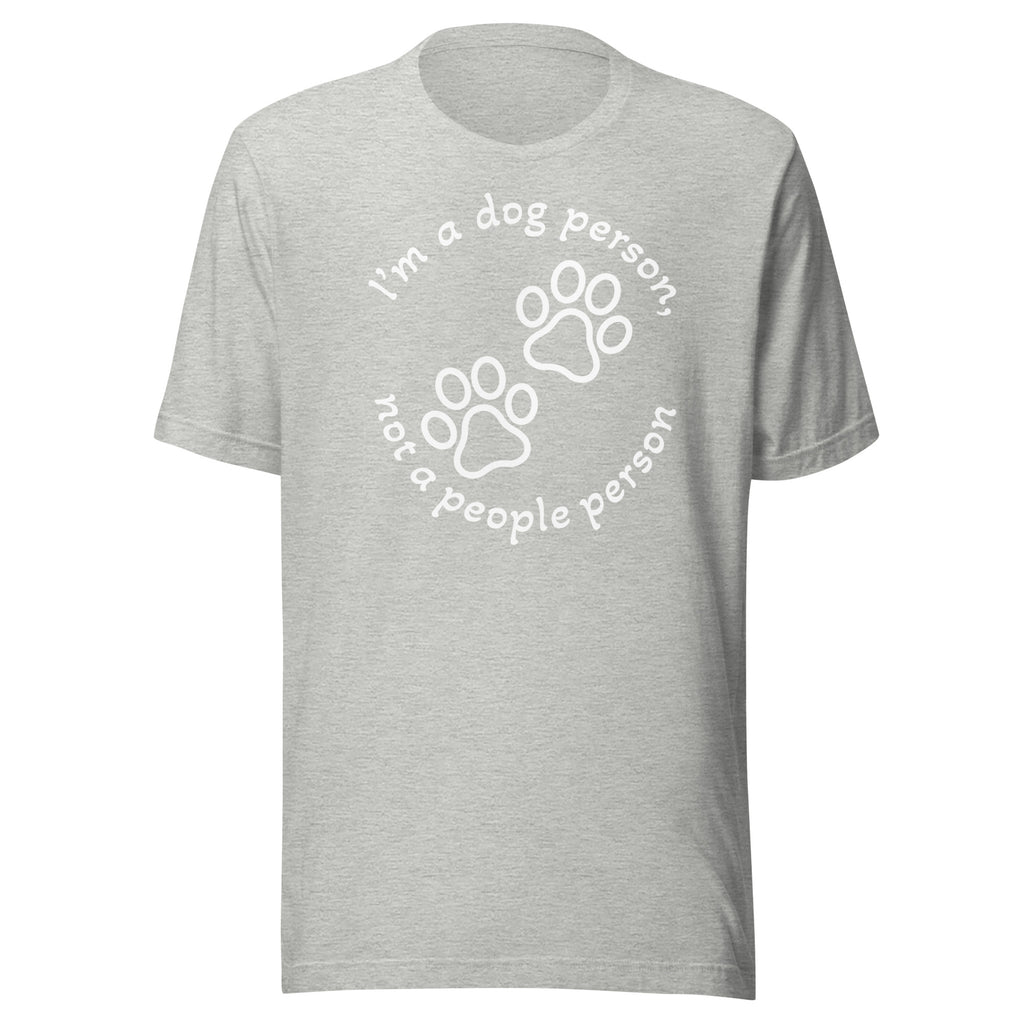 "Dog Person" grey unisex t-shirt with white print