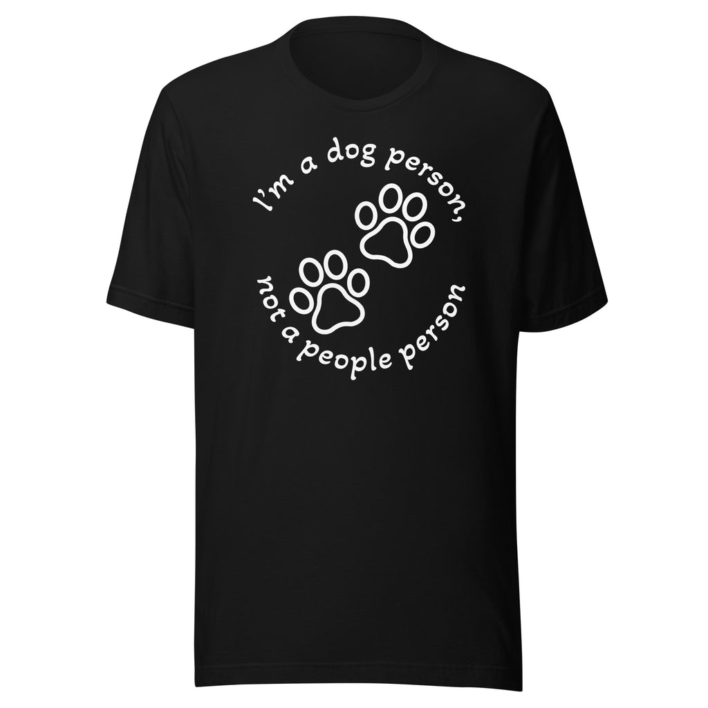 "Dog Person" black unisex t-shirt with white print