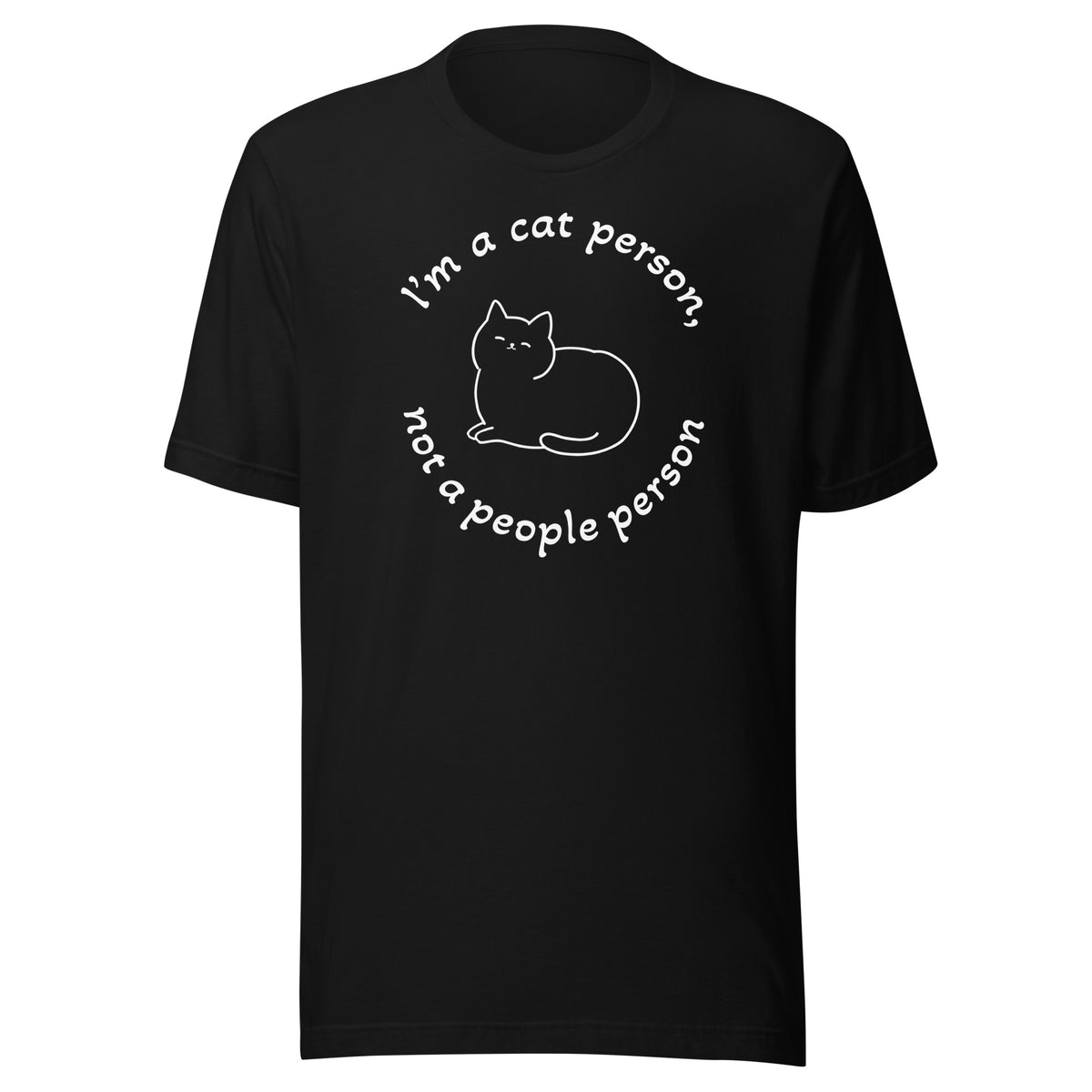 "Cat Person" black t-shirt with white print