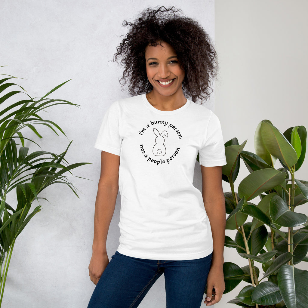 "Bunny Person" white T-shirt with black print
