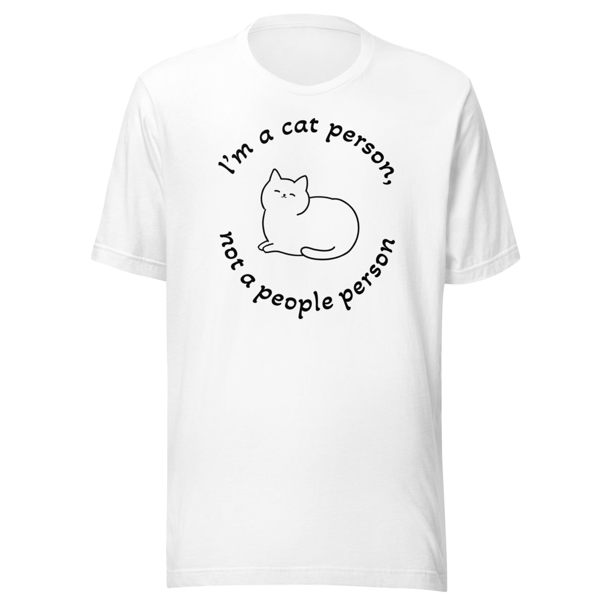 "Cat Person" white t-shirt with black print